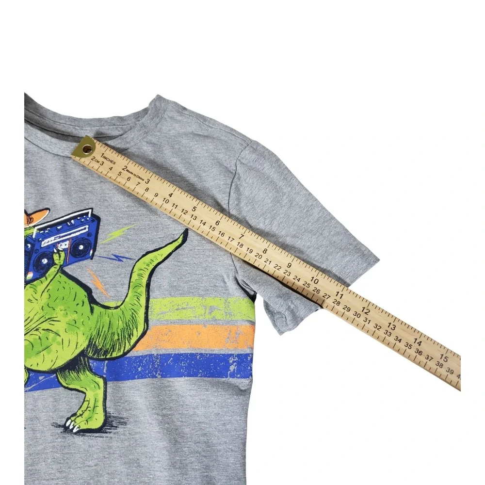 Tommy Bahama Boys Gray T-Rex Boombox Graphic Tee Shirt Size M 7/8